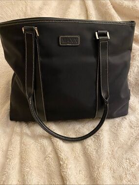 Maxx New York Black Tote with Contrast Stitching